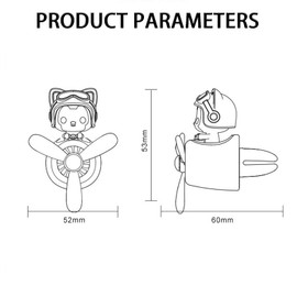 2 Pieces Car Air Fresheners, Cute Bear Pilot Car Diffuser, Propeller Air Outlet Vent Fresheners, Suitable for Automotive Interior Decoration (Duck+Fox)