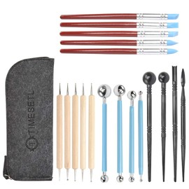 TIMESETL Polymer Clay Modelling Tool Set, Ceramic Tool, Sculpture Kit with Portable Storage Bag, Pack of 18