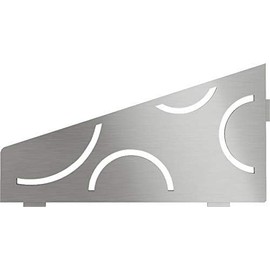 Schluter Quadrilateral Corner Shelf for Tiled Walls - Curve Design, Stainless Steel Material, Brushed Stainless Steel Finish, 3/32” Thick Anchoring Tabs - SES3D6EB