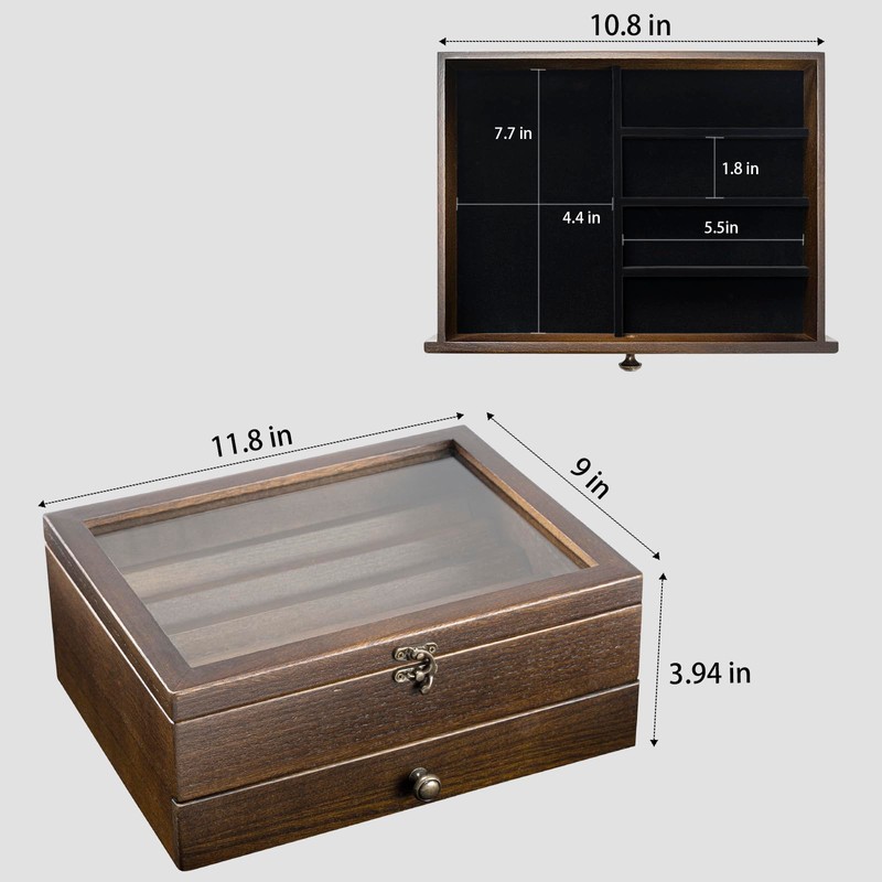 Knife Display Case Knife Collection Display Holder with Glass Lid,