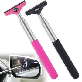 Escobilla de Espejo Lateral para Coche, Limpiador retráctil para Espejo retrovisor, limpiaparabrisas de Espejo retrovisor de automóviles telescópicos (Negro+Rosa)
