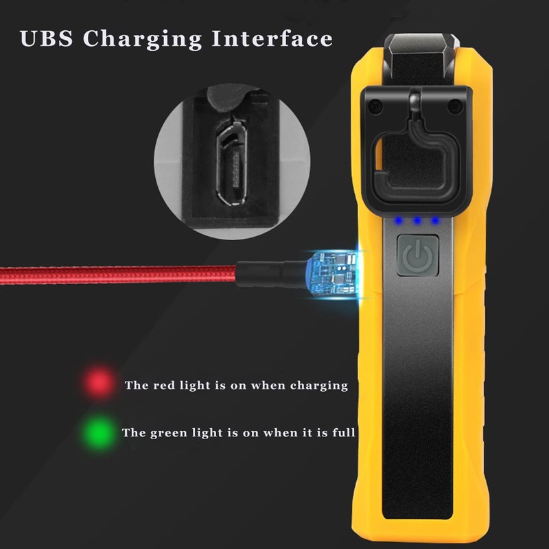 Rechargeable Work Light, Compact Rechargeable Flashlight, with 3 Modes, COB