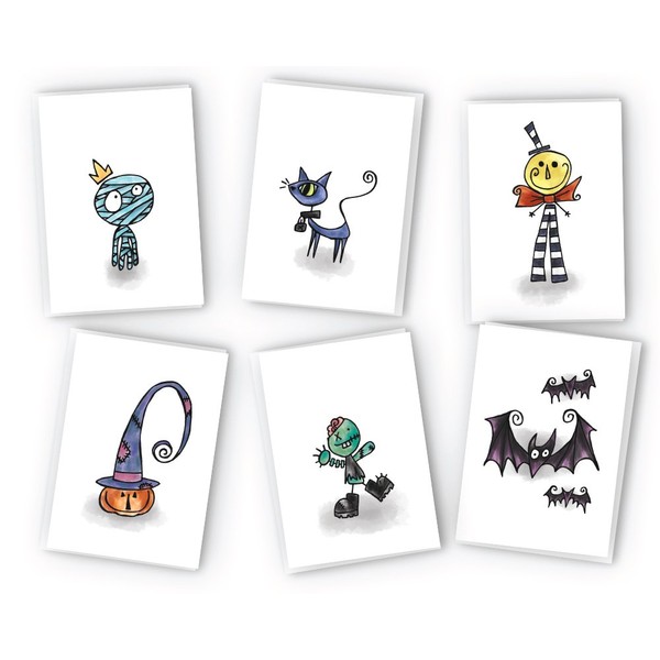 Halloween Greeting Cards Collection - 24 Cards & Envelopes