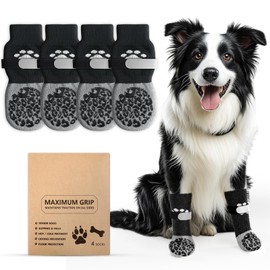 Alishomtll 2 Pairs of Double-Sided Non-Slip Dog Socks, Soft Paw Protection Dogs with Adjustable Straps Velcro Fastening, Dog Shoes Socks for Indoor Use on Hardwood Floors (Black, S)