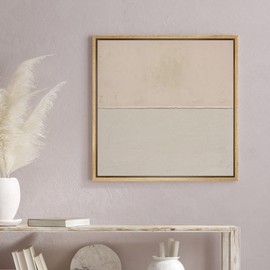 SIGNWIN Framed Canvas Print Wall Art Brown Duotone Grunge Pastel Landscape Abstract Shapes Illustration Modern Art Decorative Nordic Minimal Calm/Zen for Living Room, Bedroom, Office - 16"x16" NATURAL