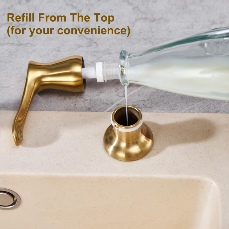 GAGALIFE Kitchen Sink Soap Dispenser Gold, Built in Soap Dispenser