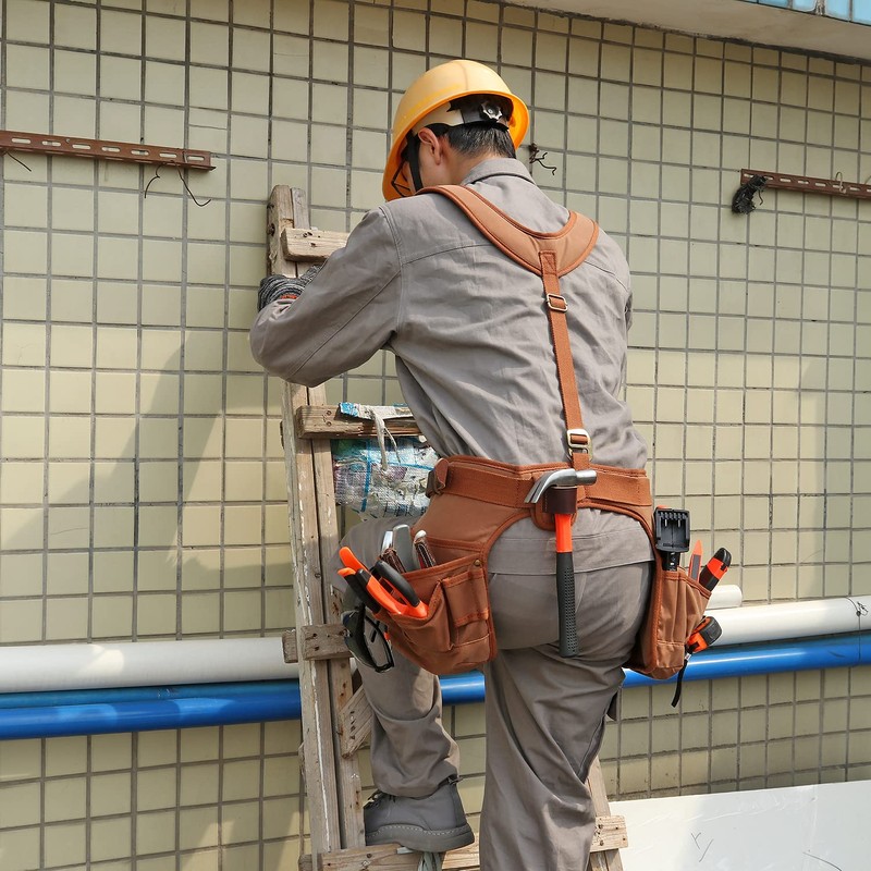 TOURBON Canvas Tool Belt 42 inch Comfort Lift Combo Tool