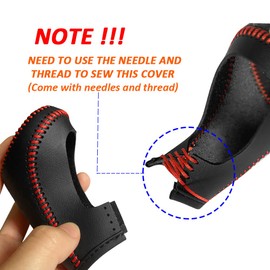 DEYTOP Gear Shift Knob Cover for Chevy Malibu/Equinox 2016-2020/ Cruze 2017-2019 Auto Leather Gear Shifter Knob Protector Trim for Chevy Eqionox 2021 Accessories (Black with Red Stitches)