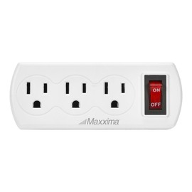 Maxxima 3 Outlet Grounded Wall Plug Adapter with On/Off Switch, Electrical Wall Tap Outlet Splitter, Multi-Plug Extender for Extra Outlet Space, Convenient for Travel - 4 Pack