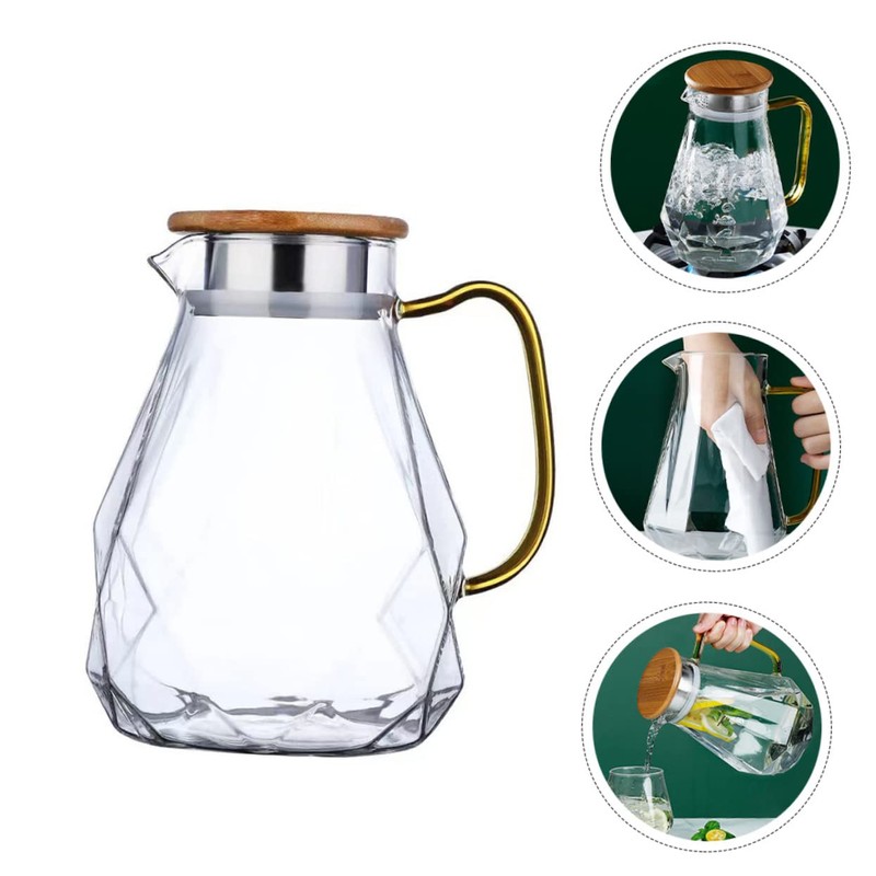 Sosoport 1Pc Capacity Glass Water Pitcher with Lid Practical Cold