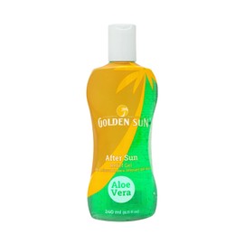 Golden Sun - After Sun Gel Aloe 240 ml. Gel calmante After Sun para después de la exposición solar. Enriquecido con árnica, Aloe Vera y aceites esenciales de manzanilla y lavanda para hidratar la piel