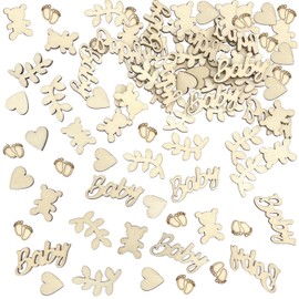 REEKNOKOL 100 Pcs Baby Shower Confetti, Wooden Table Confetti Neutral Baby Shower Decorations Boys Girls Table Confetti for Baby Shower Baby Gender Reveal Birthday Party