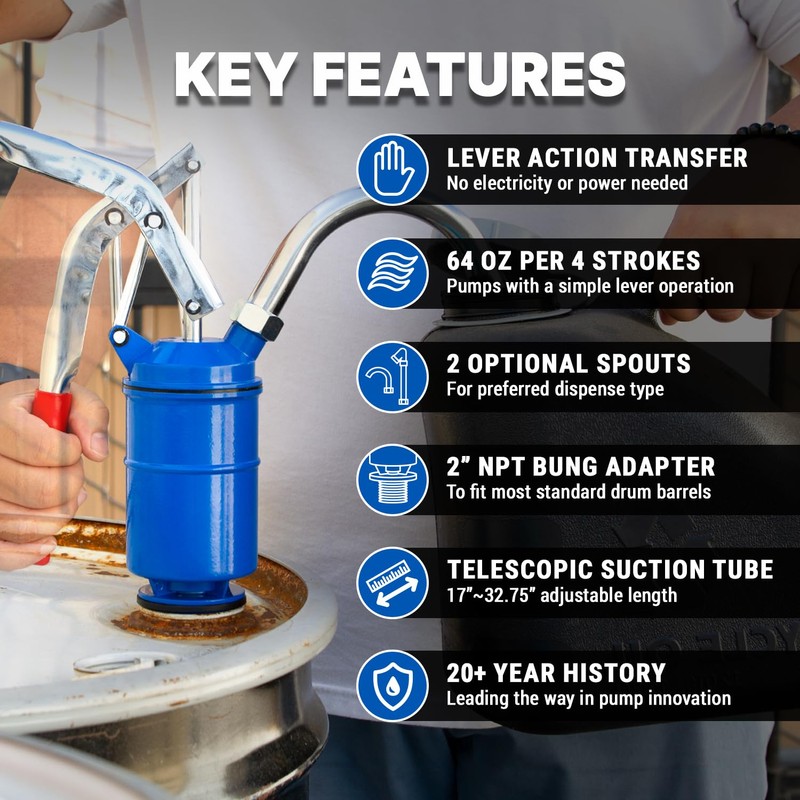 TERA PUMP Lever-Action Drum Pump – Manual High-Efficiency Fluid Transfer