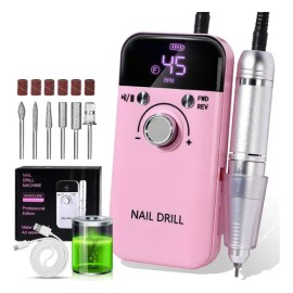 Máquina Perforadora De Uñas Eléctrica Portátil De 45000 Rpm Color Rosa