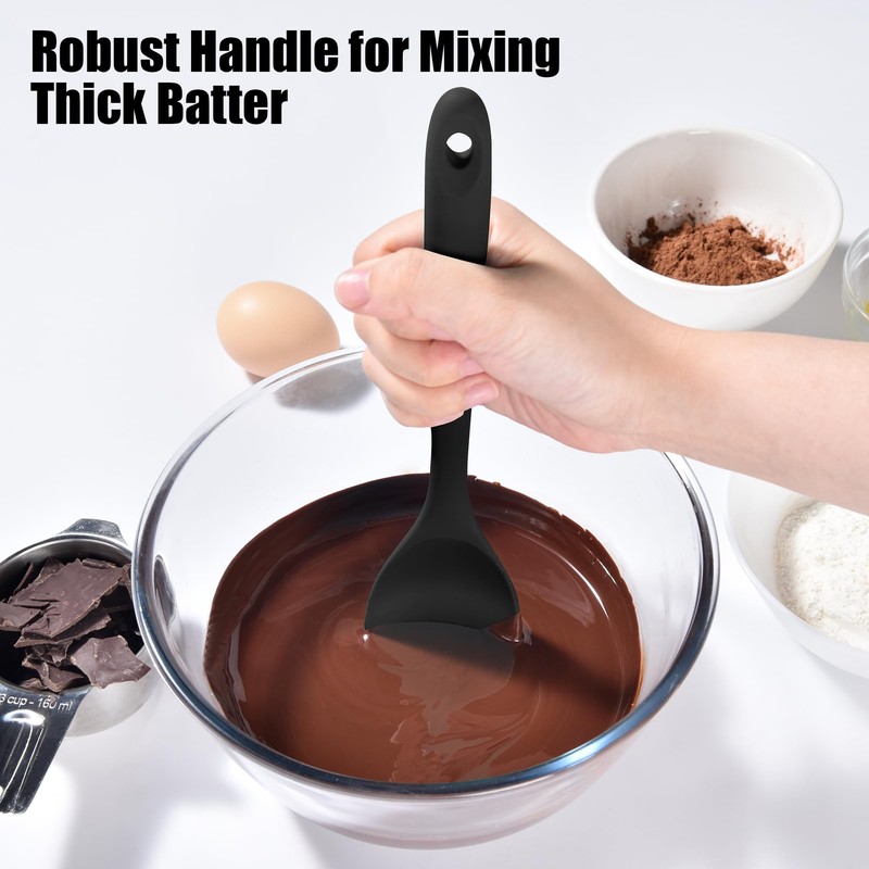 Doosu Silicone Cooking Spoon Spatula for Nonstick Cookwares (Black)