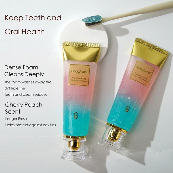 BodyAccel Niacinamide Whitening Teeth Toothpaste - Specification: 2pc