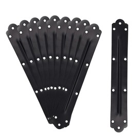 10 PCS Flat Straight Brace Brackets, Black Mending Plates Straight Bracket Repair Fixing Bracket Straight Steel Joining Connector for Timber Wood Furniture Shelves Cabinet (9.8'' x 1.5" / 250 x 38 mm)