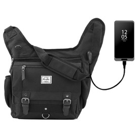 d'yallee Crossbody Messenger Bag Men Waterproof Shoulder Business Work Bag Nylon (Shoulder bag - Black)