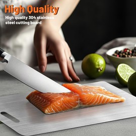 Stainless Steel Cutting Board， Double Sided Cutting Board for Kitchen， Chopping Board,Suitable for Meat, Fruits, Vegetables, Bread, and Baking，Food Grade，Scratch-resistant，Easy To Clean (Medium)