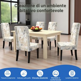 Dioxide Coprisedie con Schienale Elastico,Rivestimenti per Sedie con Stampa Moderna,Universali Copri Sedia da Cucina Elasticizzati, Moderno Fodera Sedia per Soggiorno,Cucina,Casa(Luce e Fiori,4PC)