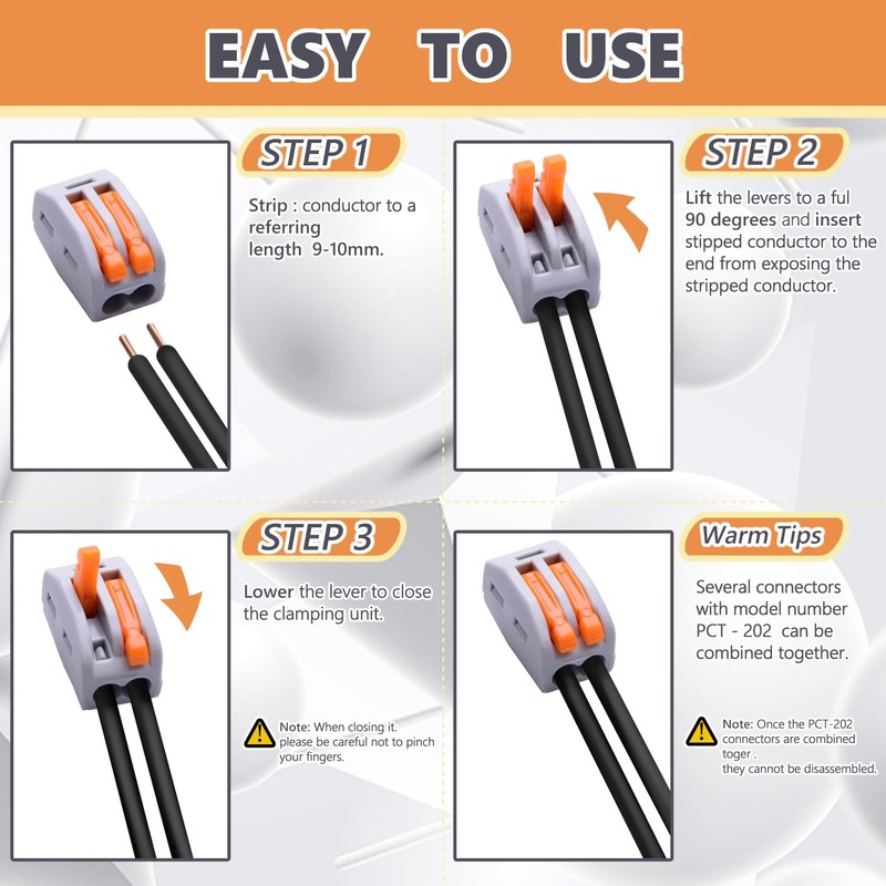 Lever Wire Connectors,HTCELLE 125-Piece Electrical Connectors Splice Kit Assortmentor Quick