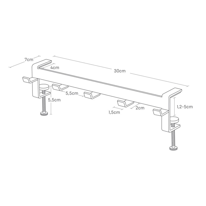 Yamazaki 1577 Tower Table Clamp Hook, Black, Steel, Minimalist, 30.5