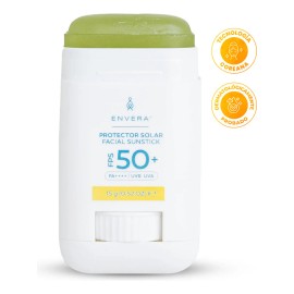Protector solar facial y corporal Envera 3 en 1: FPS 50+ UVA/UVB Unisex 15gr invisible humectante antioxidantes bloqueador solar en barra hipoalergénico