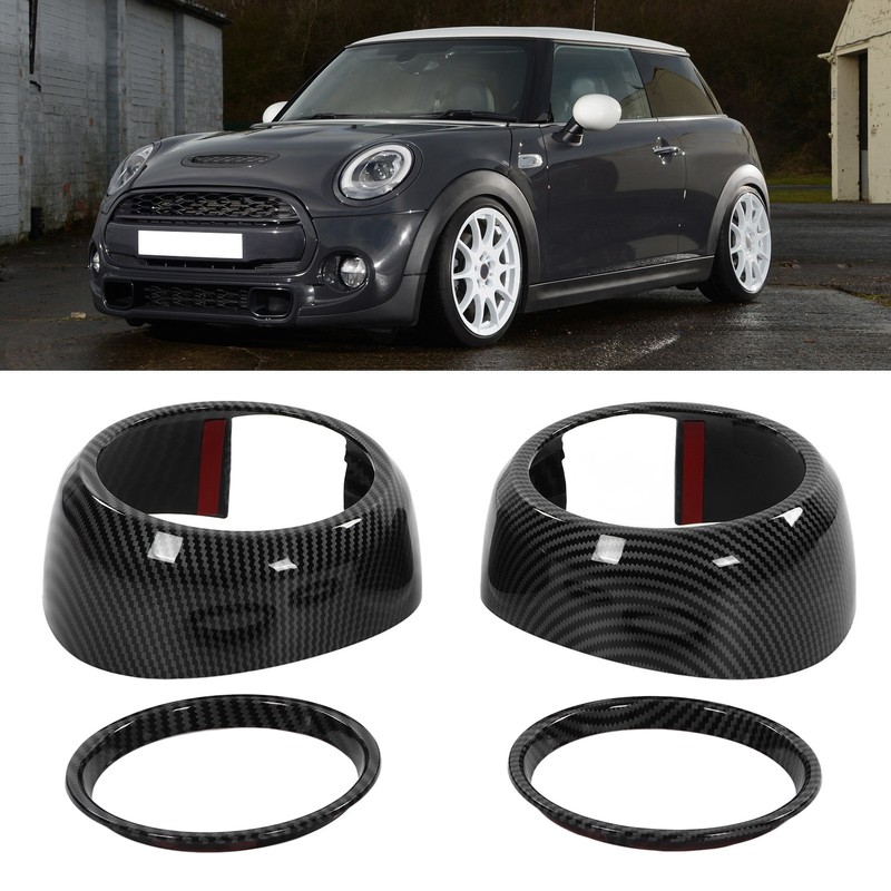 4pcs Carbon Fiber Style Door Midrange Speaker Cover Trims for