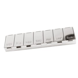 EDZARD 7 Day Pill Box (15 x 3 cm) Silver-Plated - Pill Box, Medicine Box with 7 Compartments - Box for On the Go - Pill Box for On the Go with Mirror - Medicine Box, Medicine Storage