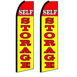 Two Self Storage Feather Banner Flags (Complete Kits)