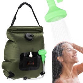 Cljlixcy Solar Shower Bag, Solar Heating Camping Shower Bag, Portable Camping Shower Bag, with Removable Hose and On-Off Switchable Shower Head, for Outdoor Traveling/Climbing (Green)