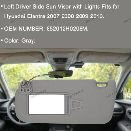 Unbranded Left Driver Side Sun Visor w/Light for Hyundai Elantra 2007-2010 852012H0208M