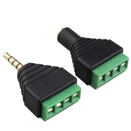 Jopto 2 Set 3.5mm 4 Pole Balun Converter Plug Connector Adapter - Audio Video AV PC Male to 4-Pin Screw Solderless Terminal Female for Stereo Sound Headphone Headset Microphone Earphone CCTV