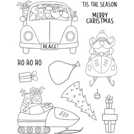 Creative Expressions CEC1034 Jane's Doodles Stamp Set - Santa's Coming to Town, Colourless, 6 in x 8 in