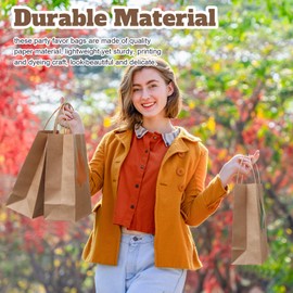 Geyoga 100 Pieces Kraft Fall Gift Bags Bulk Colorful Maple Leaves Treat Goodie Candy Bags for Fall Autumn Thanksgiving Party Favor Supplies Decoration