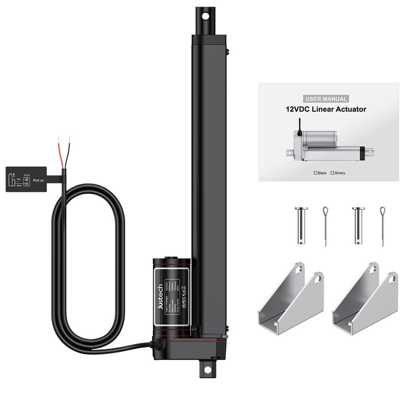 Justech 12V Heavy-Duty Linear Actuator 330lbs/1500N-10inch/250mm Silent IP65 Electric Actuator