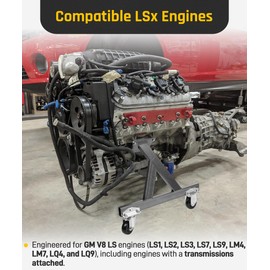 Wyckoff GM LSx V8 Rolling Engine Stand, Heavy-Duty 3” Swivel Casters Store Stand, 2-Piece Design Cradle Support LS Complete Engines & Transmissions, 12” Deep Oil Pan Clearance