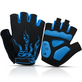 Btneeu Fingerless Cycling Gloves with Gel Mountain Bike Gloves Half Finger Men, Breathable Training Gloves Road Bike Gloves Cycling Gloves MTB Gloves for Women Men, blue, xl