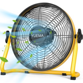 YUEMA Battery Operated Floor Fan - Rechargeable Powered Fan Cordless High Velocity Metal Blade Portable Fan for Camping Travel Patio Tent Indoor Outdoor 12 Inch 360 Degree Manual Tilt 12 Speed