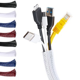 MarketConnect® Self-Closing Cable Sleeve, Diameter 6 mm, Length 4 m, Perfect for Cable Management and Protection, Ideal for Desk and TV, White