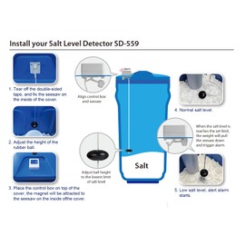 Savant Salt Level Detector for Water Softener, Real-time Monitor, Easy Installation, No Tool Needed, Low Salt Level Alarm, for Tank, Pool, and Other Home Appliances, SD-559