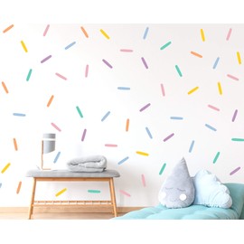 Pastel Confetti Sprinkles Wall Decals (1 inch x 5 inch confetti - 160 Decals total) Easy Peel and Stick Matte Finish Removable Decals Safe on Painted Walls