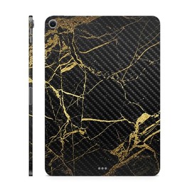Carbon Fiber Tablet Skin Compatible with Apple iPad Air 11" (M3) 2025 - Black Gold Marble - Premium 3M Vinyl Protective Wrap Decal Cover - Easy to Apply | Crafted in The USA by MightySkins