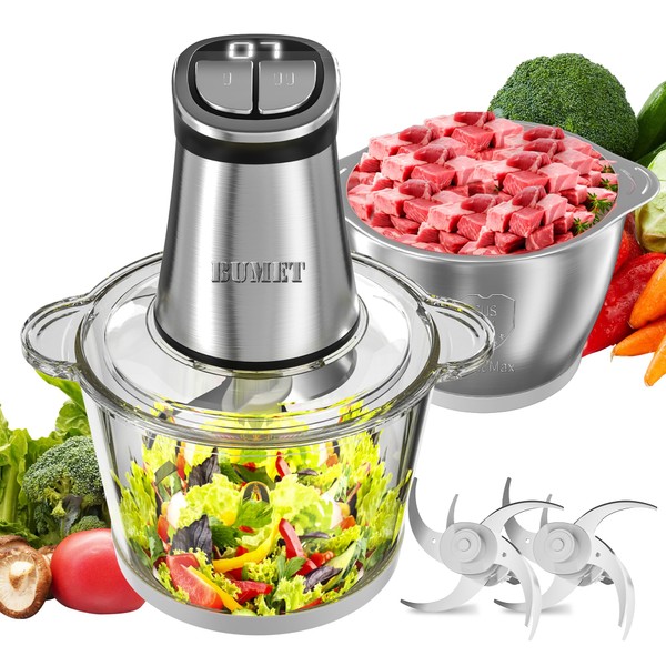 Electric Food Processor Meat Grinder 800W 2x12cups LED Timer Electric