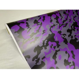 Sky Auto INC Purple Black Gray Camouflage Vinyl Car Wrap Film Sheet + Free Cutter & Squeegee (Except Sample Size) (7FT x 5FT / 84" x 60")