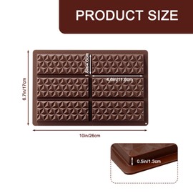 Vyooxcy 2 Pack Chocolate Bar Mold Silicone 10"x6.7", Deep Candy Bar Molds for Homemade Chocolate, Candy Bars, and Baking, Flexible Chocolate Silicone Molds with 6 Cavities Each