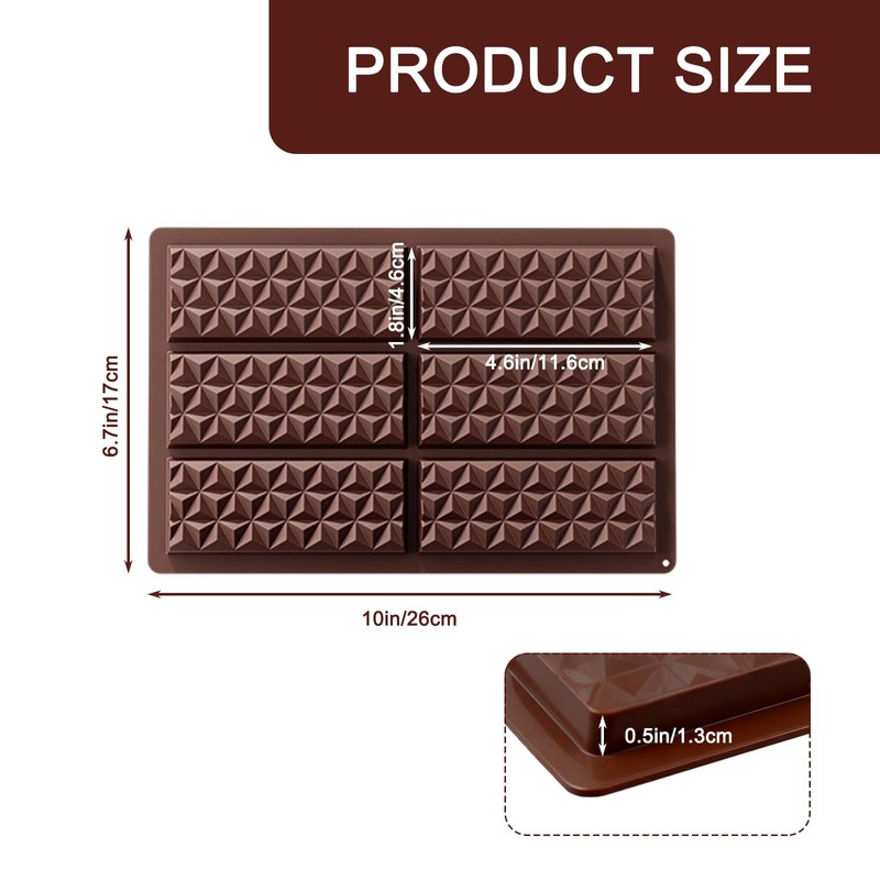 Vyooxcy 2 Pack Chocolate Bar Mold Silicone 10"x6.7", Deep Candy