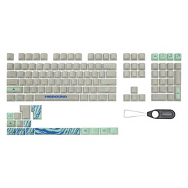 Higround Seafoam Topograph PBT Dye Sub Keycaps for Mechanical Gaming Keyboards, Full 123 Key Set, Cool Custom Side Print Keycaps for Cherry MX Switches, OEM Profile, ANSI ISO Support, US Layout