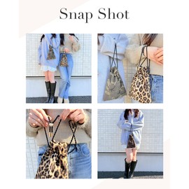 DarlingMart Women's Leopard Bag Pouch, Drawstring Bag, Bag-in-Bag, Made in Japan, 100% Cotton, Brushed Fabric, Lined, Heart Charm