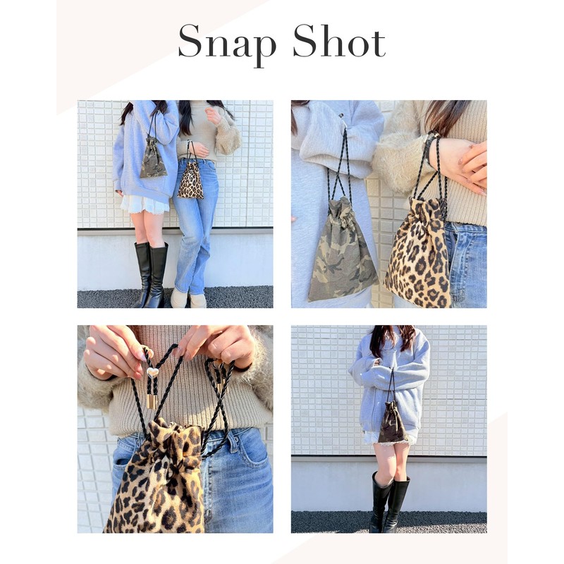 DarlingMart Women's Leopard Bag Pouch, Drawstring Bag, Bag-in-Bag, Made in